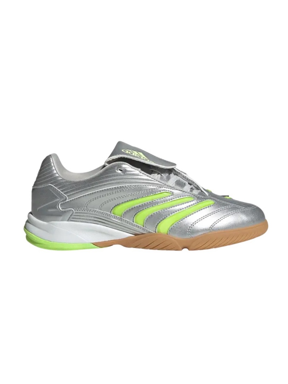 Adidas Predators Silver Indoor Soccer Shoes with Neon Green Accents women’s 8.5